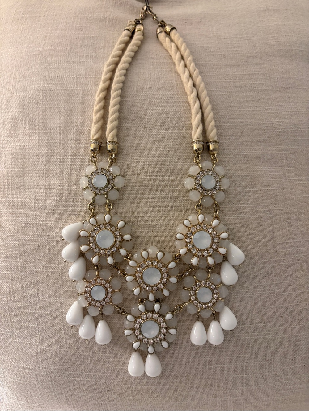 J. Crew Gold-Tone White Floral Statement Necklace